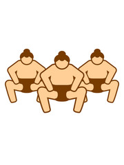 sumoringer 3 freunde team crew piktogram clipart sport sumo ringer asiatisch japanisch ringen pose kämpfen hocke dick fett cool lustig stark kämpfen chinesisch groß design