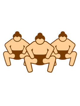 sumoringer 3 freunde team crew piktogram clipart sport sumo ringer asiatisch japanisch ringen pose k&auml;mpfen hocke dick fett cool lustig stark k&auml;mpfen chinesisch gro&szlig; design