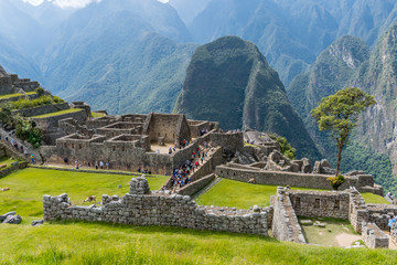 Machu Picchu, Peru - 05/21/2019: Mortar District at the Inca site of Machu Picchu in Peru.