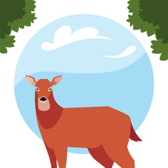 deer happy autumn season flat design