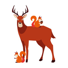 deer and squirrel happy autumn season design