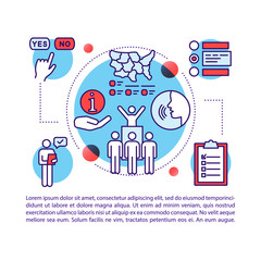 Elections article page vector template. Referendum. National convention. Brochure, magazine, booklet design element with linear icons and text. Print design. Concept illustrations with text space