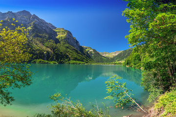 Klontalersee in canton Glarus, Switzerland, Europe.