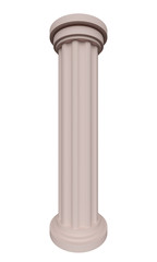 Fototapeta premium Beige ancient column isolated on white background. 3d rendering