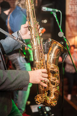 Saxophone player in the dark