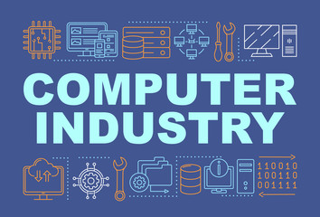 Computer industry word concepts banner. Information technology and electronics. Presentation, website. Isolated lettering typography idea with linear icons. Vector outline illustration