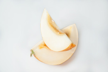 Composition on white background with melon