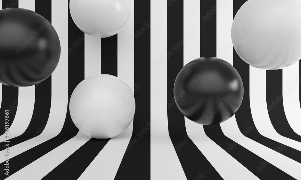 Aufkleber abstract background with black and white line and balloons. backdrop design for product promotion. 3