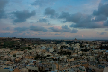 Fototapeta premium Malta and green landscapes of valley and castles