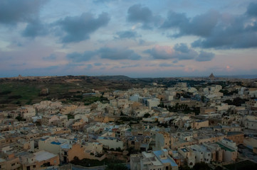 Fototapeta na wymiar Malta and green landscapes of valley and castles