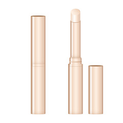 Fashion cosmetic lipstick concealer   illustration mockup on white background. Cosmetic brown package design.