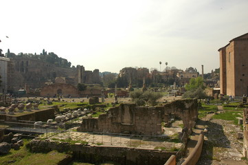 Fototapeta na wymiar Roman forum without people in summer
