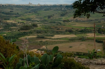 Malta and green landscapes of valley and castles