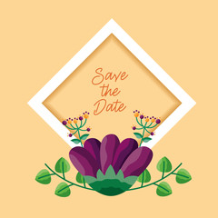 wedding save the date flowers card