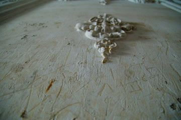 Bas-relief retro decorative art in an old vestibule