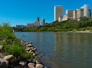 Stunning view of downtown Edmonton. Taken on sunny summer day from across the North Saskatchewan...