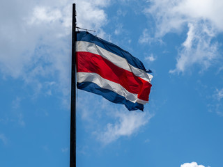 Beautiful view of the Costa Rica Flag on Movement