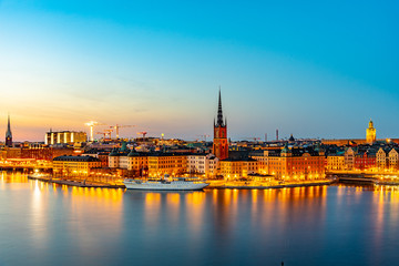 Sunset view of Gamla stan in Stockholm from Sodermalm island, Sweden