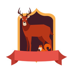 deer and squirrel happy autumn season design