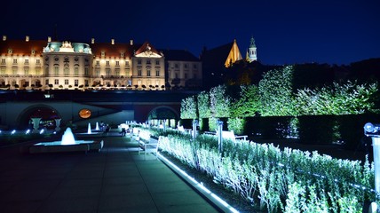 Castle Gardens - a garden adjacent to the Royal Castle in night. 