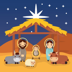 celebration merry christmas manger flat design