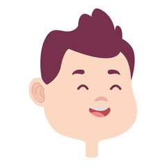 Cute young boy smiling face cartoons