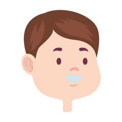 Cute young boy smiling face cartoons