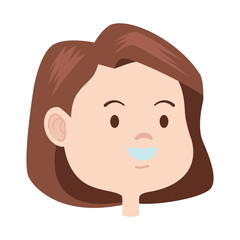 Beautiful young girl smiling face cartoon