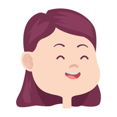 Beautiful young girl smiling face cartoon