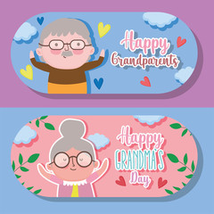 happy grandparents day cartoon design