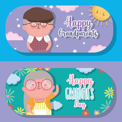happy grandparents day cartoon design