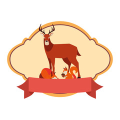 deer fox and squirrel happy autumn season