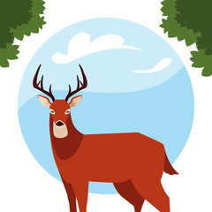 deer happy autumn season flat design