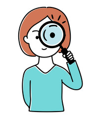 虫眼鏡で調べる女性