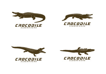 Set of Crocodile Logo Vector. Alligator emblem template Illustration
