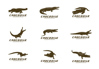 Set of Crocodile Logo Vector. Alligator emblem template Illustration
