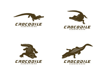 Set of Crocodile Logo Vector. Alligator emblem template Illustration