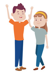 Fototapeta premium Teenagers friends smiling and greeting cartoons
