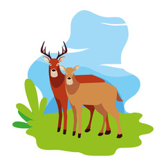 Obraz na płótnie Canvas deer happy autumn season flat design