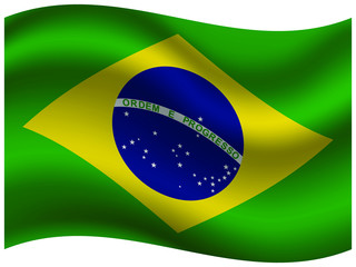 Obraz premium Brazil Beautiful national flag with waving effects. original colors and proportion. Amazing design vector illustration for web,logo, icon and background.from countries flag set.