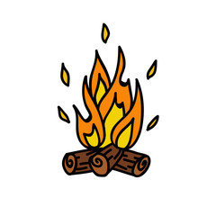 bonfire doodle icon, vector illustration