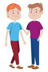 Teenagers friends smiling and greeting cartoons