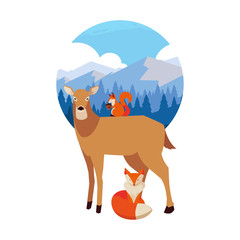 deer fox and squirrel happy autumn season