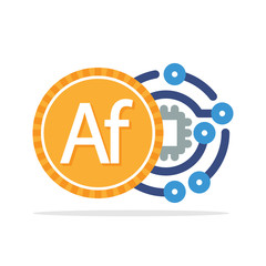 Illustration icon concept of digital money transactions with the currency of the Afghanistan, Afghani