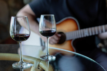 Red wine and music