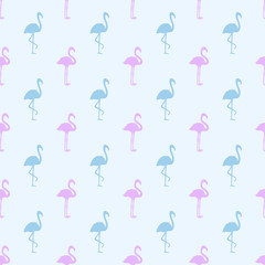 Seamless abstract wallpaper with flamingos. Hand drawn birds. Print for polygraphy, shirts and textiles. Cute texture. Pattern for your design