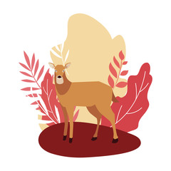 deer happy autumn season flat design