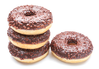 Sweet tasty donuts on white background