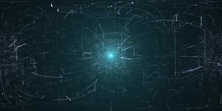 Amazing Animation VR 360 3D of Flying through Data Network