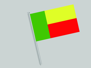 Benin Flagpole of Beautiful national flag. original colors and proportion. Amazing design vector gparphic illustration for web,logo, icon and background. from countries flag set.